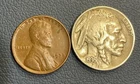 U.S Coin Collection - 1936 Year Set - 1936 P Buffalo Nickel + 1936 P Wheat Cent