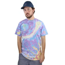 Vintage 90s Hand Painted Cosmic Earth Comet Tie Dye T Shirt XL Tall One of One