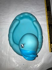 CRUSHED BIG BLUE RUBBER DUCK BATH TOY ABOUT 9 - 10 INCHES LONG VINTAGE