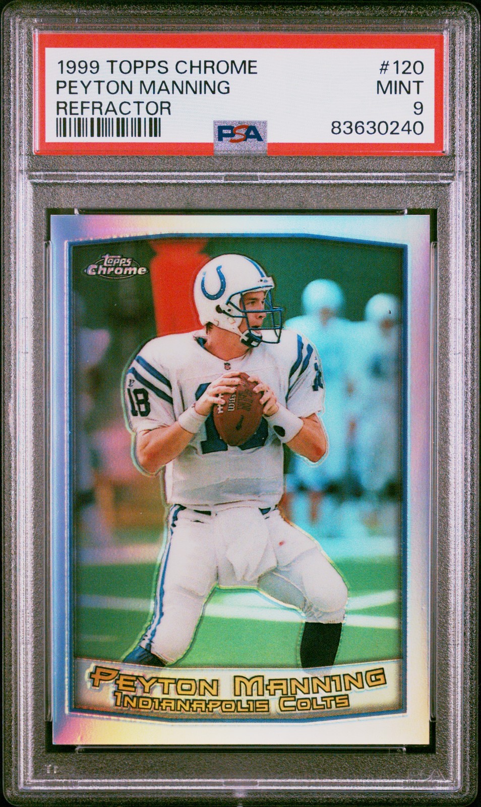 1999 TOPPS CHROME REFRACTOR #120 PEYTON MANNING PSA 9