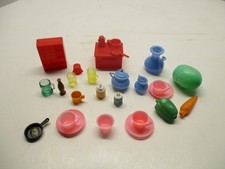 Mixed Lot Of Miniature Doll House Kitchen Pieces And Accessories