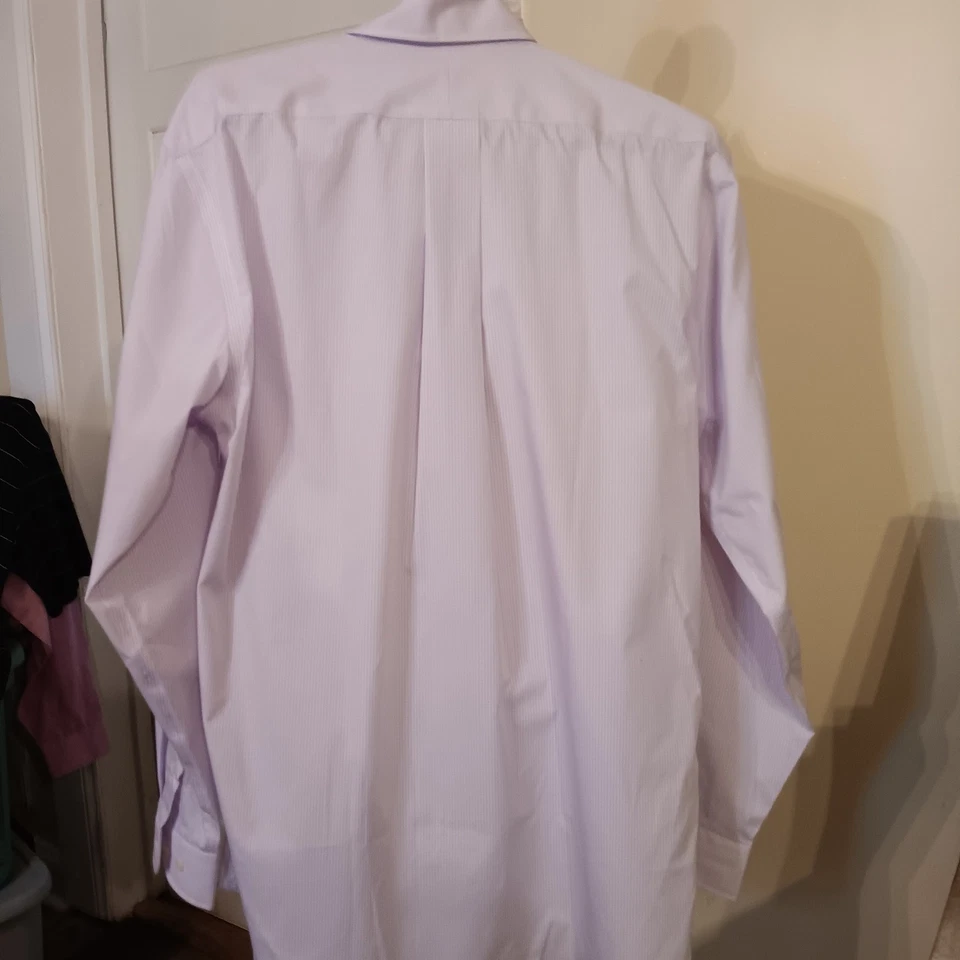 Camisa Oxford con botones manga larga púrpura 15-15 1/2 Saddlebred de fácil cuidado para hombre Foto 3 de 4