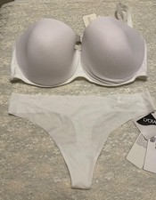 La Perla Invisible 36C M Strapless Bra Thong Set White Laser Cut