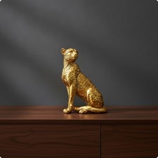 Leopardenfigur Elegant Leopardenskulptur Luxuri&ouml;s f&uuml;r Regal, Schreibtisch