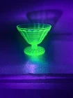 Vintage Uranium Glass Block Optic Sherbet Bowl 1920's 1930's Single Dish