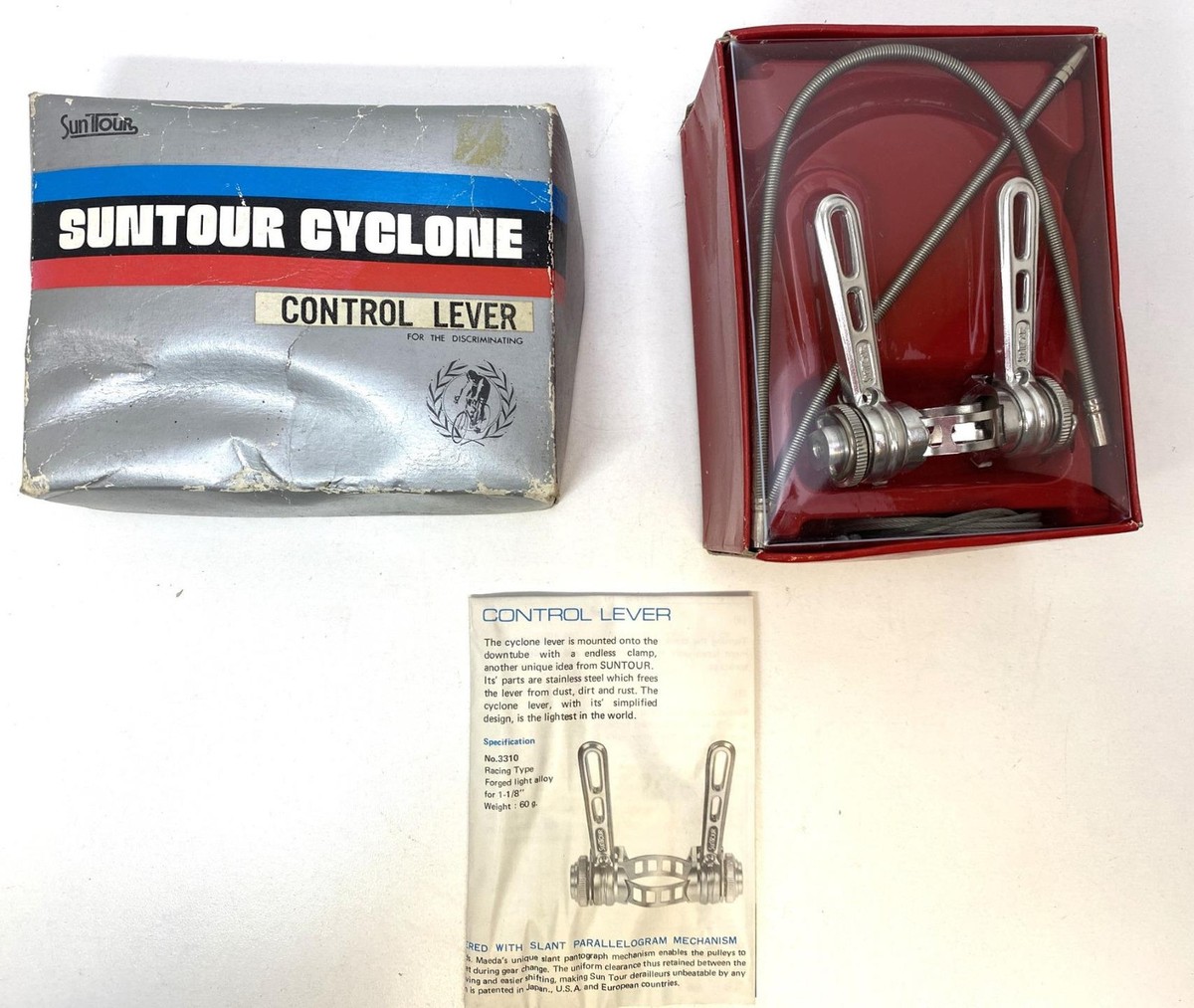 NOS in box vintage bicycle SUNTOUR CYCLONE Contol Levers downtube 