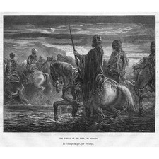 Arab Horsemen the Passage of the Ford by Decamps - Antique Print 1855