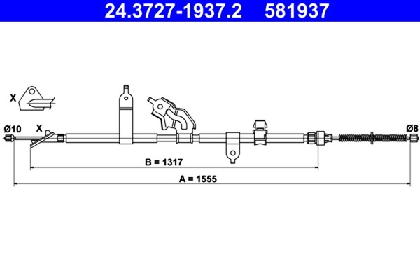 ATE Bremsseil Seilzug Feststellbremse 24.3727-1937.2 FüR Daihatsu Charade Yaris-image