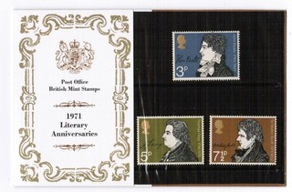Great Britain 1971 Literary Anniv. Presentation Pack with German Insert Card