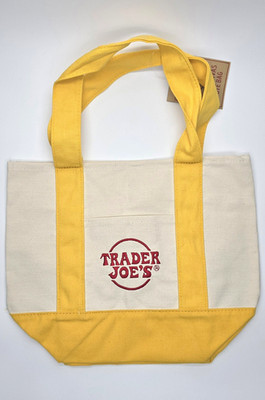 Trader Joe's Christmas 2025 Edition Mini Reusable Canvas Tote Bag, YELLOW NWT