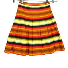 Vintage 90s Y2K Talbots Pleated A-line Skirt Petite Size 2P Orange Stripe