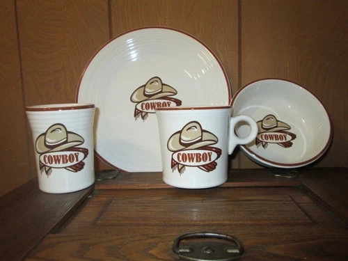 Fiestaware COWBOY 4 piece setting discontinued western cow boy Fiesta