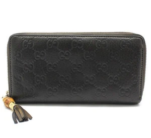 Portefeuille long Gucci marron foncé Cima bambou pompon 307984 28257467