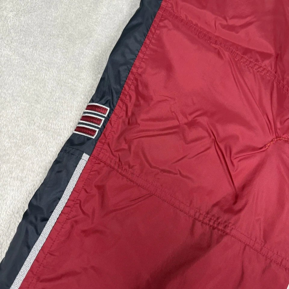 Vintage Y2K Adidas Side Stripe Track Pants Maroon Nylon Baggy Ankle Zip Men’s L - Image 4 of 4