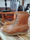 Vintage 70s 80s Lace Up Tan Work Boots White Stitch/Stitching Sears? Sz.6 Men — photo 7