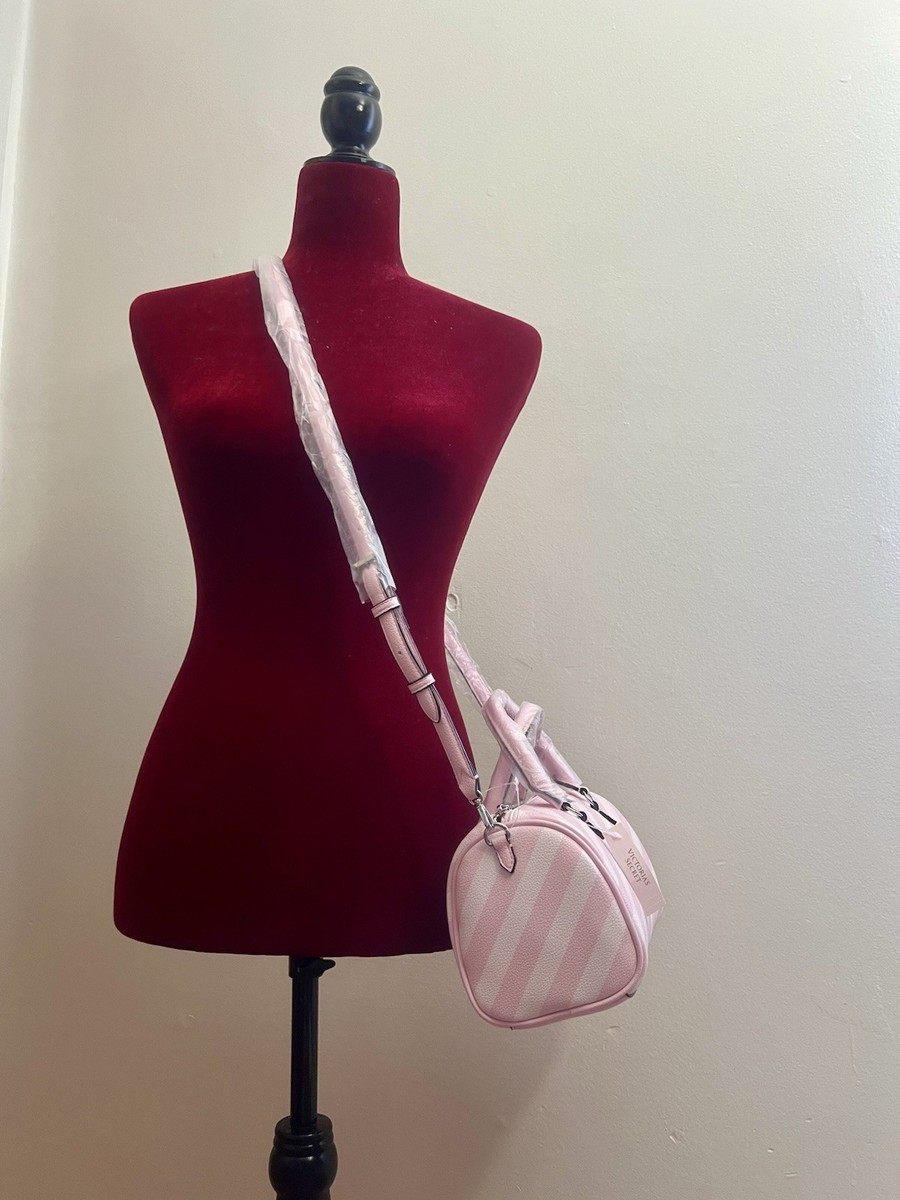 Victoria's Secret Pink & White Iconic Heritage Stripe Mini Duffel