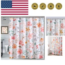 Pink Floral Shower Curtain for Girls Bathroom, Watercolor Cute Boho Flowers L...