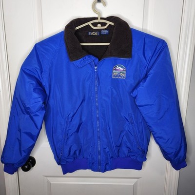 Vintage VOS Sports Jacket Mens Large Blue Nylon Lined Bomber Pikes Peak Colorado