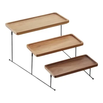 Stand Alzate Buffet 3 Tabletts Akazie Und Metall 35x42x23h CM Leone - Hotel - Bild 1 von 3