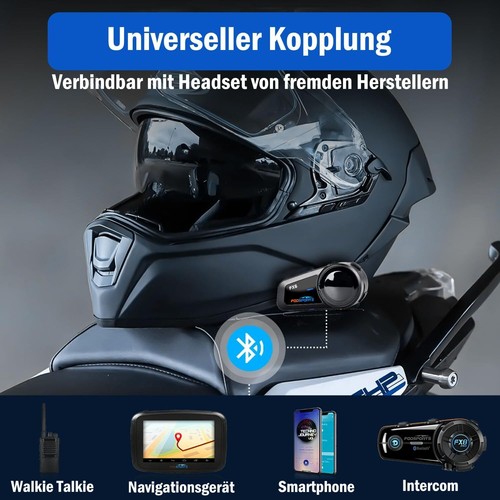 1KM FX6 Bluetooth Intercom Motorrad Gegensprechanlage Helm Headset GPS 6 Fahrer - Bild 3 von 10