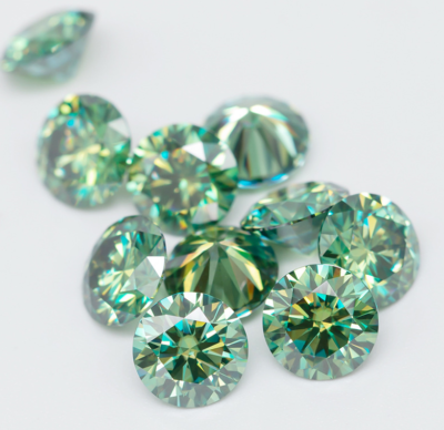 Green Moissanite D Color Loose Mosanite Round Shape GRA Certificate Lab ...