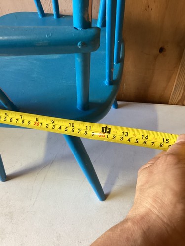 Ventage Wooden Childs Arm Chair Solid Currently Blue, but Easy to Paint - Picture 9 of 10