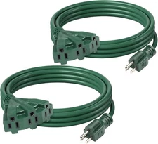 BN-LINK 10/15/25Ft Outdoor Extension Cord with 3 Outlets, 16/3 SJTW, ETL Listed