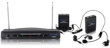 New Technical Pro Dual Headset VHF High Band Microphone System with Lapel Mics