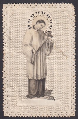 Holy card antique canivet de San Luis Gonzaga santino image pieuses
