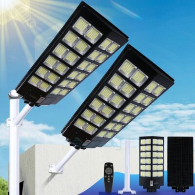 LINEBA 11000W Commercial Solar Street Light Outdoor LED Road Lamp Dusk-To-Dawn A