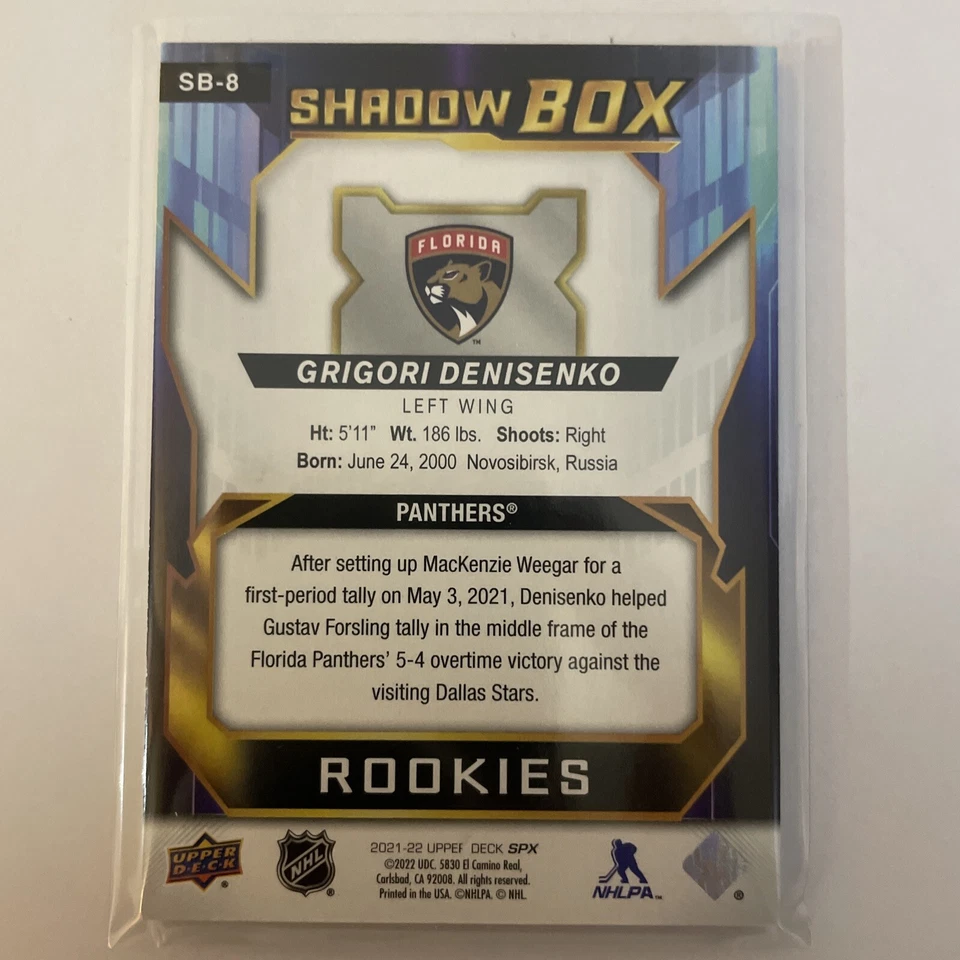 2021-22 Upper Deck SPx Grigori Denisenko Shadow Box Rookies Panthers UD RC - Image 2 of 4
