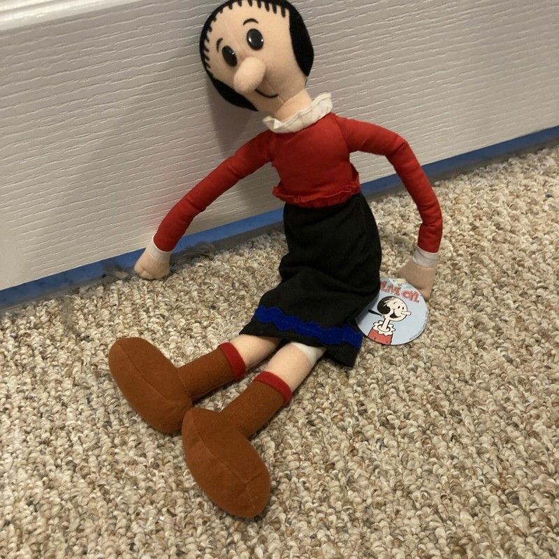 Vintage Play by Play Popeye Olive Oyl Plush Doll 1994 W/ Tag 16" Stuffed Toy Red