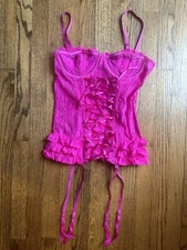 Seven Til Midnight Pink Lingerie Garters Large Corset Lace Underwire Vintage Y2K
