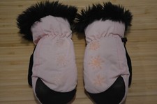 Hot Chilly's Girl's Snow Ski Snowboard Mittens, Pink, Snowflake, Medium