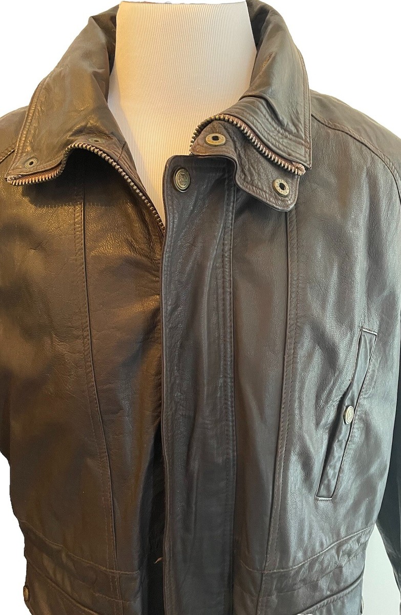 Reed Sportswear Leather Jacket Mens M Brown Lined Vintage Mid