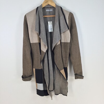 NEW Katies womens coatigan jacket size M multicolour check long sleeve 077997