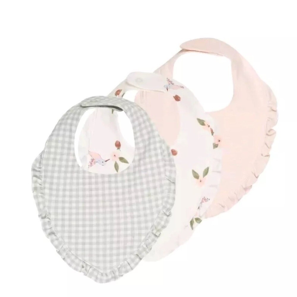 Carter's 3-Pack Girl's Bandana Bibs Pink Green Floral