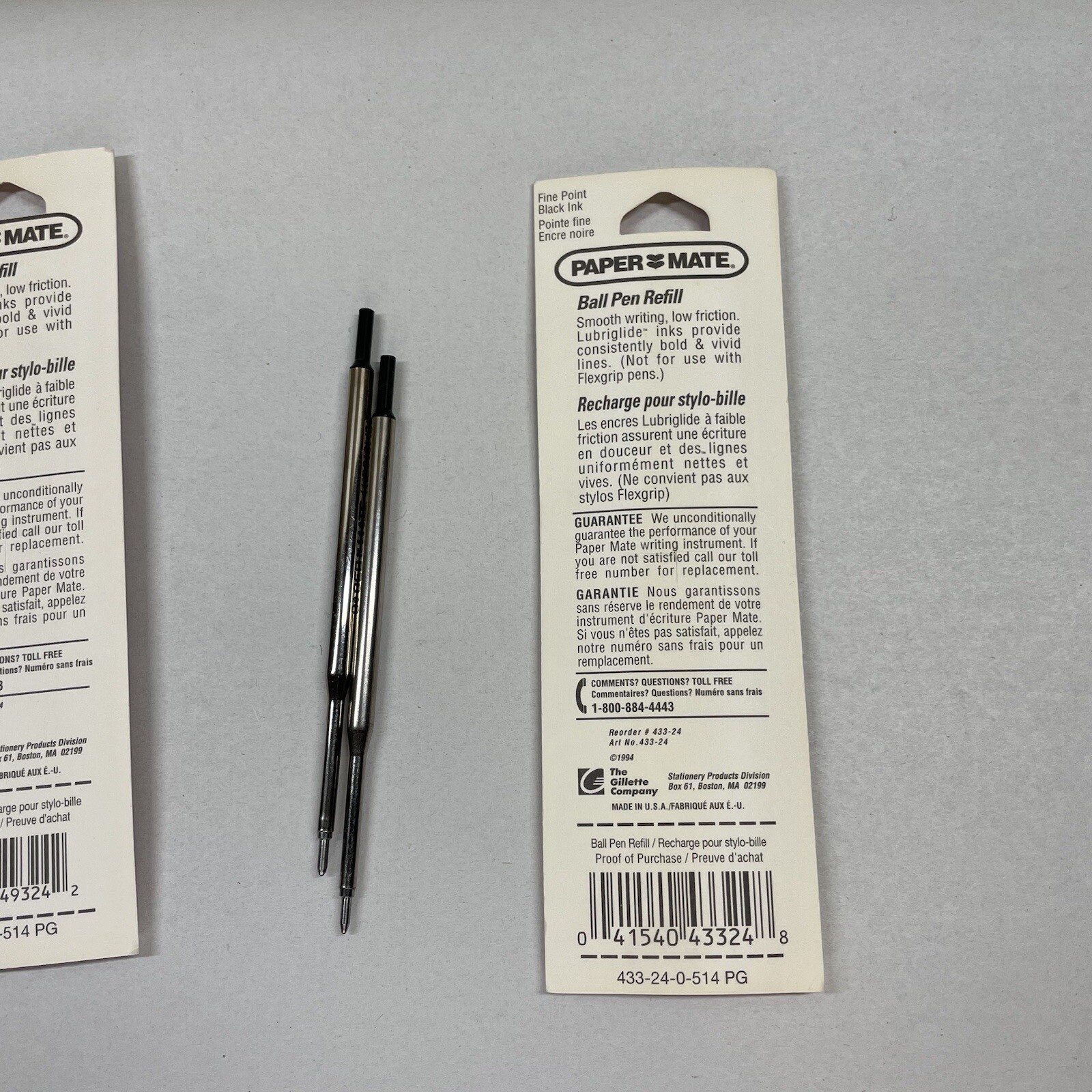 Paper Mate Lubriglide Ball Pen Refill BLACK Med Fine Point Twin Pack