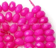 Faceted 5x8mm Rose Red Jade Gemstone Rondelle Loose Beads 15 inches