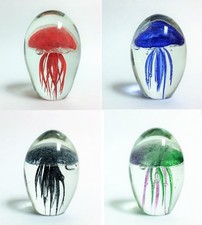 NEW MURANO STYLE BLACK,YELLOW,RED ART GLASS JELLY FISH, PAPER WEIGHT FIGURINE