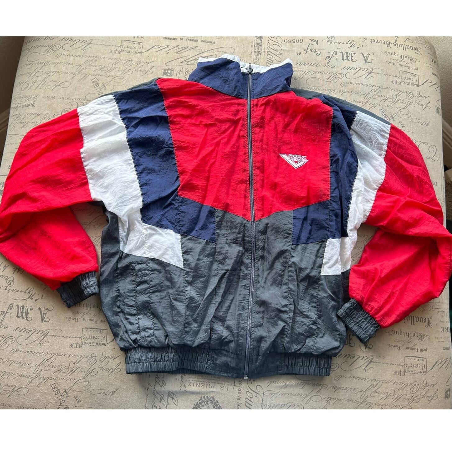 Giacca da pista vintage pony colorblock frangivento cerniera