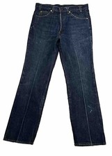 Vintage LEVIS 517 Bootcut Flared Jeans 34x31 Whiskered Faded Dark-Wash