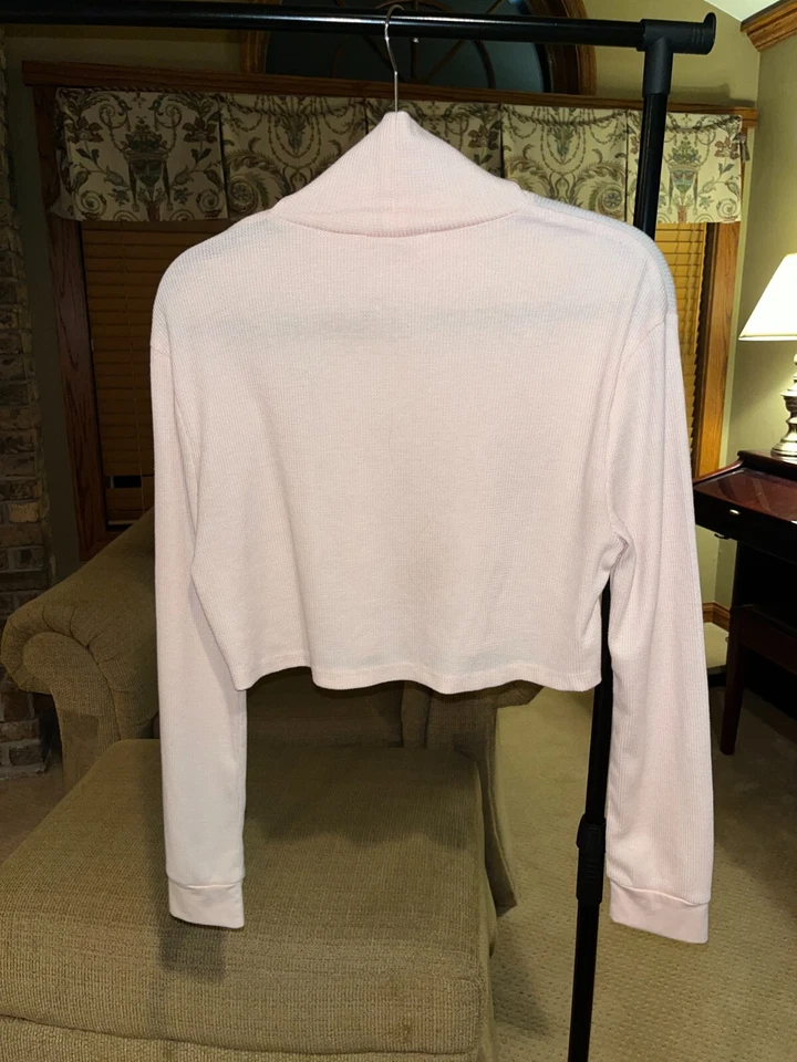 Doble Cero Talla Pequeña Rosa Claro Recortado Suéter Simulado Cuello Tortuga Foto 4 de 4