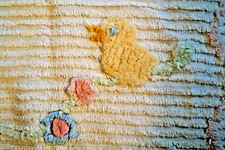 Vintage Chenille Baby Crib Blanket Bedspread  63x41 inches  Birds, Flowers