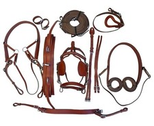 Leather Driving Harness Set for Single Horse Cart Brown Full Cob Pony Shetland