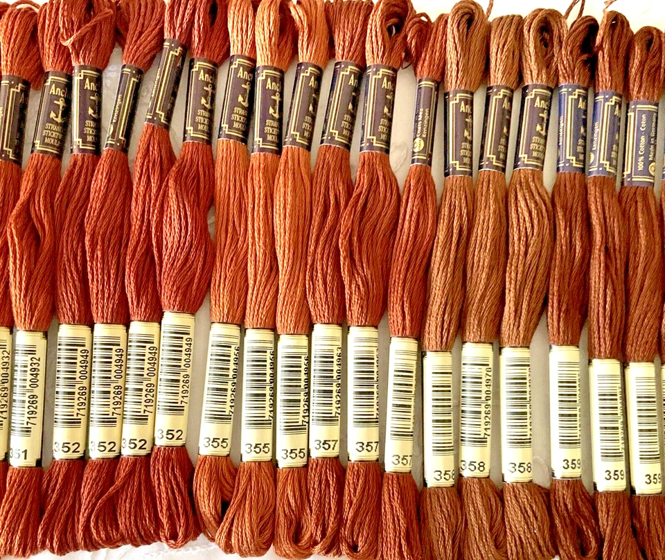 Anchor Stranded Sticktwist Mouline Cotton Floss Lot of 26 Shade Brown Series 350 - Image 3 of 4