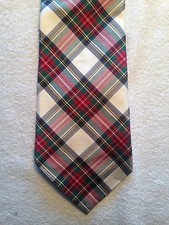 TOMMY HILFIGER MENS TIE WHITE RED WITH GREEN ACCENTS 3.75 X 57