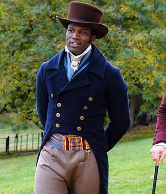 New Mr. Darcy Costume Regency Coat, Jeremy Malcolm Navy Blue Wool Regency Coat