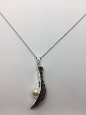 New Jai Alai Sport Pearl Pendant With 16” Stainless Steel Necklace Big SILVER