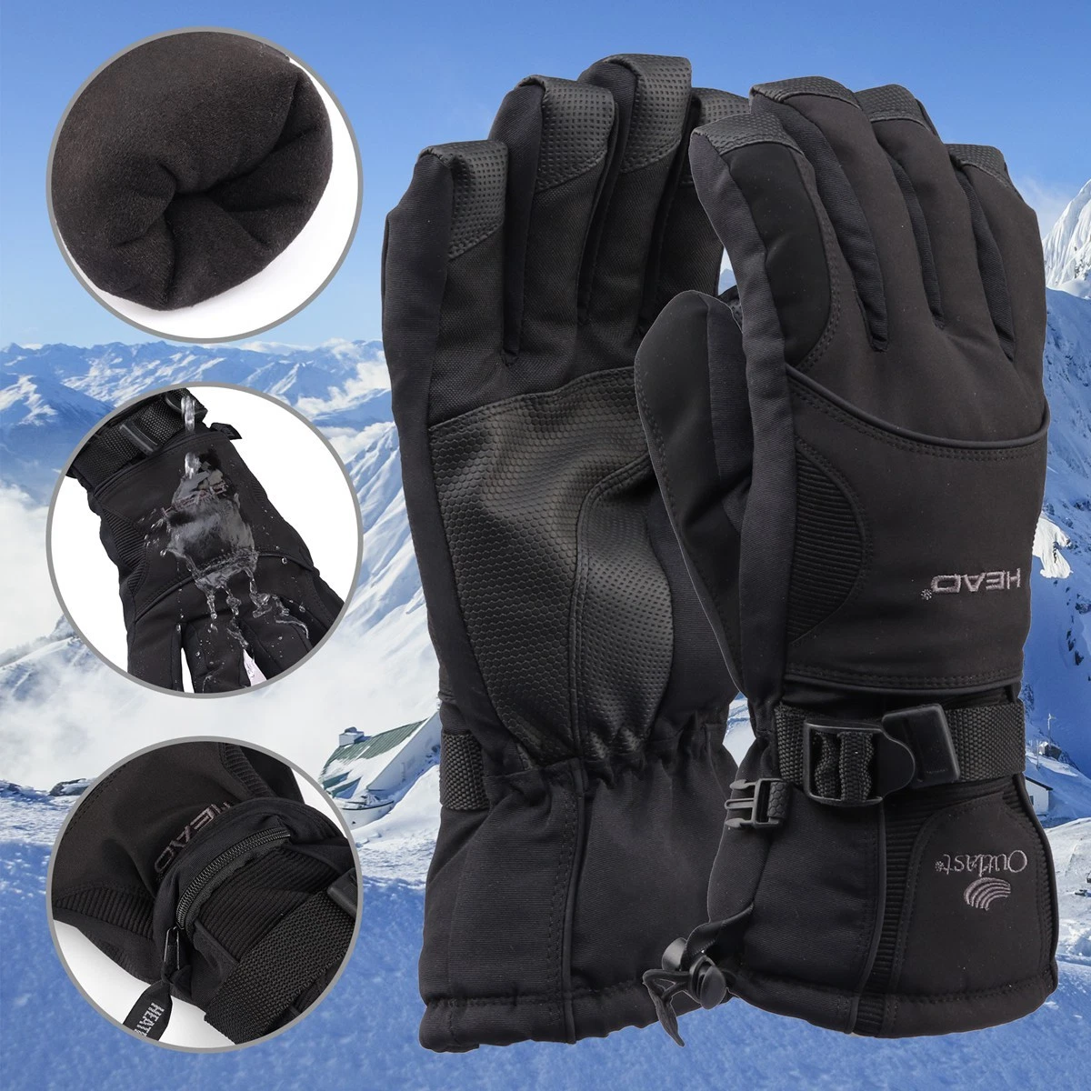 Men's Thermal Ski Gloves Winter Cold Warm Ski Gloves Snowboard Snow Mitten US
